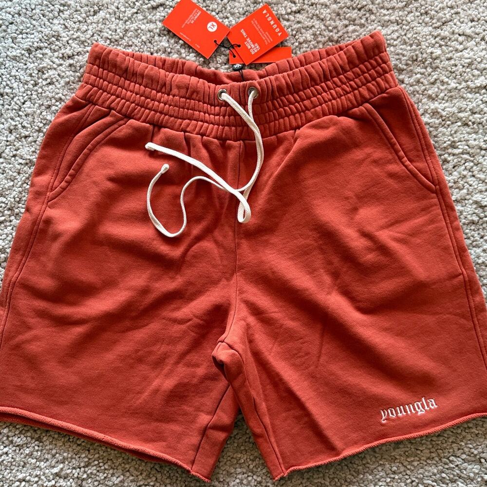 Men's YoungLA 112 CottonGymShorts, XL, NWT, Orange